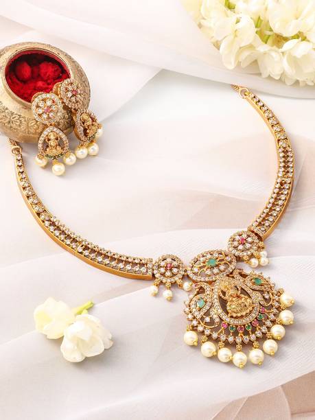 rubans brass gold plated gold jewellery set