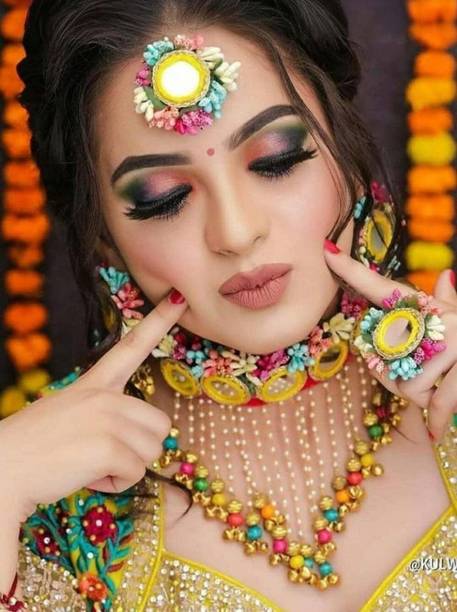 SHINE STAR Fabric, Dori, Plastic, Alloy, Paper Gold-plated Multicolor Jewellery Set