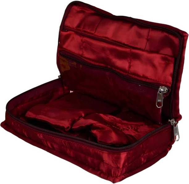 ShreeKarts Jewellery Organizer Bag for Women, Travel Storage Pouch with Zip Jewellery Vanity Box