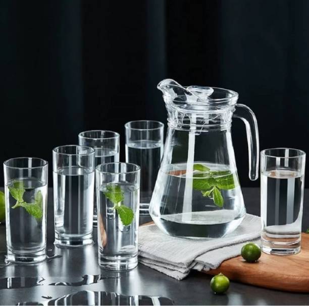 DULARIYA Premium Water and Juice glass jug set Water Glass and Jug Set 7pcs Jug Glass Set