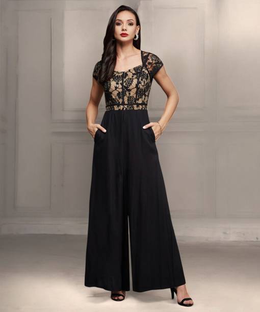 Women's Self Design Cut-Out Georgette Jumpsuit