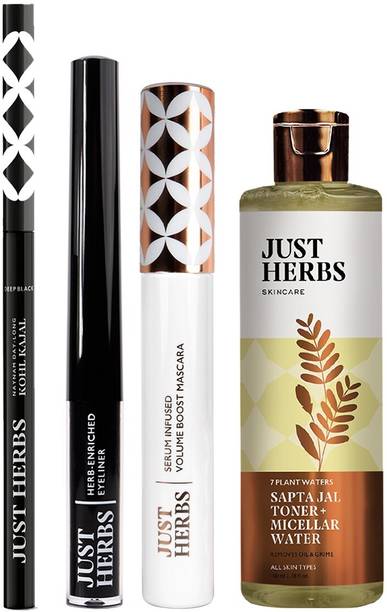 Just Herbs Eye Regime Combo Pack of 4 | Kajal, Eyeliner, Mascara, Makeup Remover