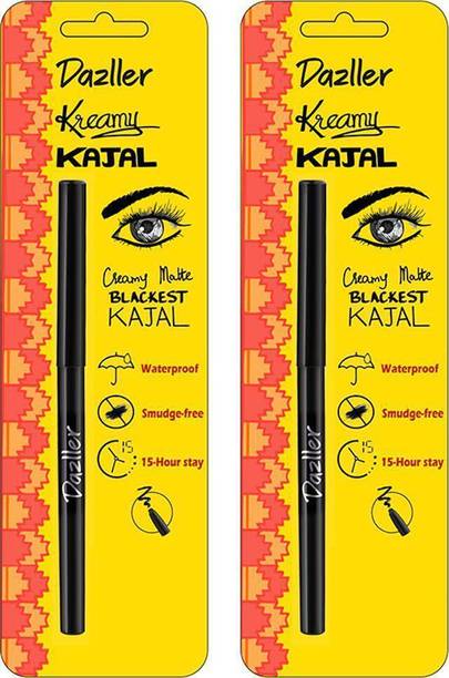 Dazller Kreamy Kajal, (Pack of 2), 15 Hour Stay, Water-Resistant, Creamy Matte Finish