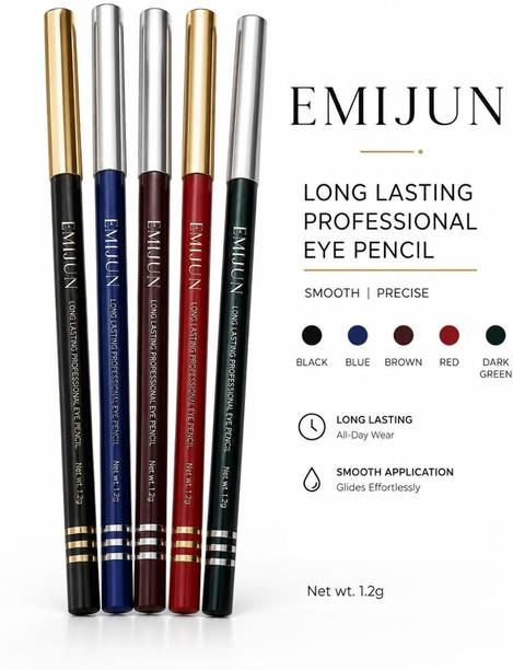 Emijun HD Matte Waterproof And Sweatproof Soft 5 Multi Color Kajal Set