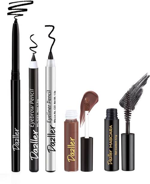 Dazller College MakeupEssentials-5, Kajal+Mascara+EyelinerPencil+EyebrowPencil+Lipcolour