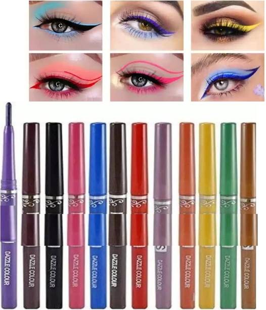BLUST&FAMME MATTE FINISH MULTI COLOR KAJAL LINER FOR COLORFUL EYES 12 pc