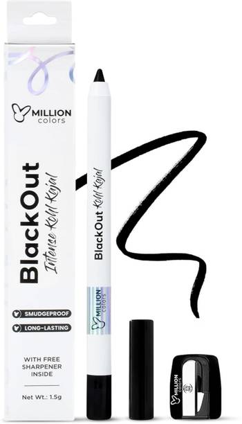Million Colors BlackOut Kohl Kajal Infused With Chamomile and Almond Oil| Stays Upto 24 Hr