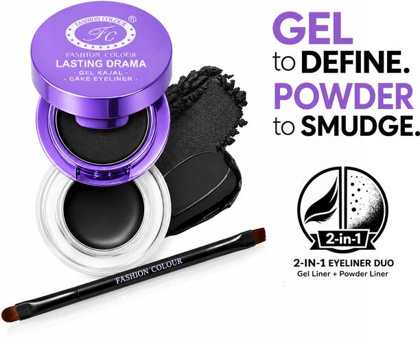 FASHION COLOUR 2 IN 1 WATERPROOF GEL KAJAL 24HRS LASTING DRAMA