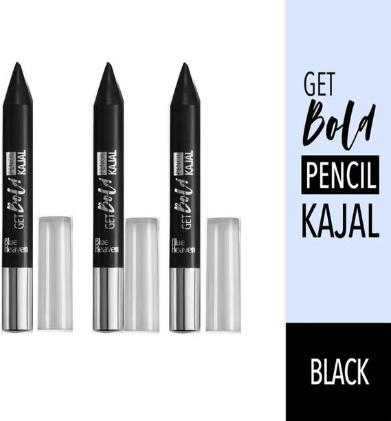 BLUE HEAVEN Get Bold Pencil Kajal (Black) Pack of 3