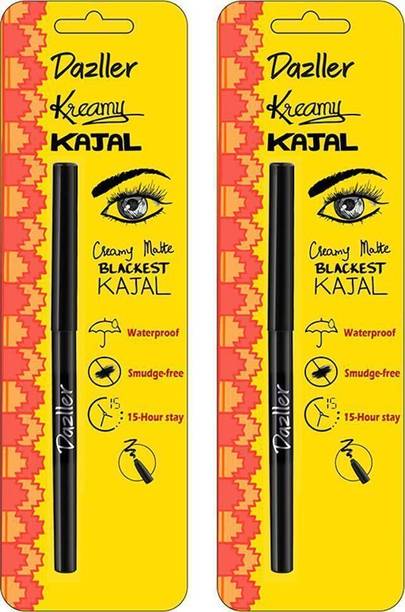 Dazller Kreamy Kajal, (Pack of 2), 15 Hour Stay, Water-Resistant, Creamy Matte Finish
