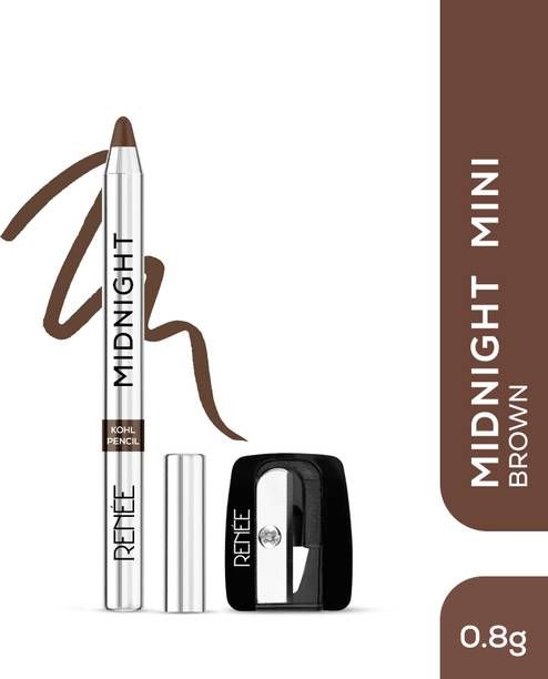 Renee Mini Midnight Kohl Brown Kajal Pencil - Waterproof Smudge proof With Sharpener