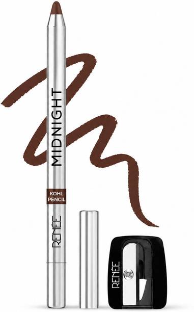 रेनी Midnight Kohl Kajal Pencil - Waterproof Smudgeproof Color With Sharpener 24 Hrs
