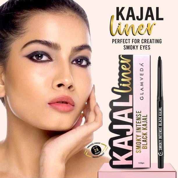 GLAMVEDA Smoky Intense black Kajal, 24 hr Long Stay, Waterproof, Sweat Resistant