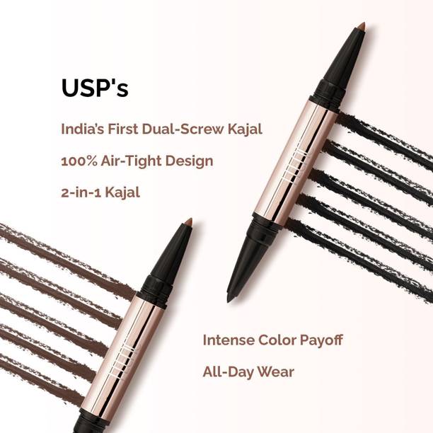 FLENC Dual Shade Kajal, 2-in-1 Colour, Intense, Smudge-Proof, Waterproof, Perfect Look