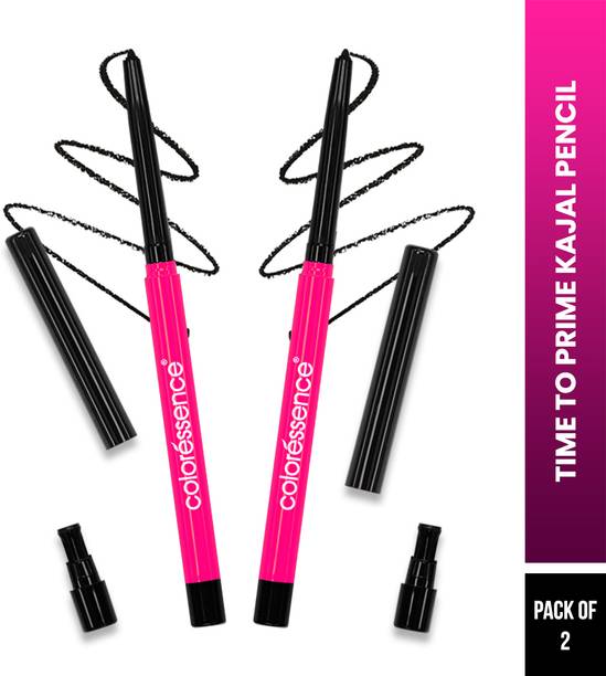 कोमेरकिओ Time to Prime Kajal Pencil| Intense Black Color| Matte Finish | Pack of 2