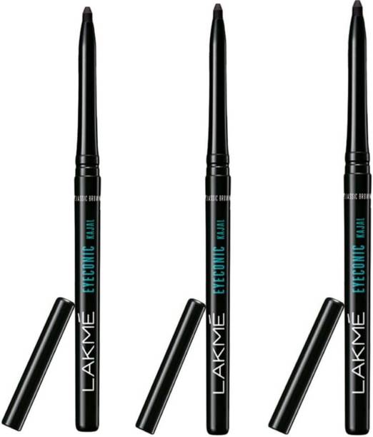 Lakmé Eyeconic Smudgeproof, Waterproof Kajal Pencil, Pack of 3