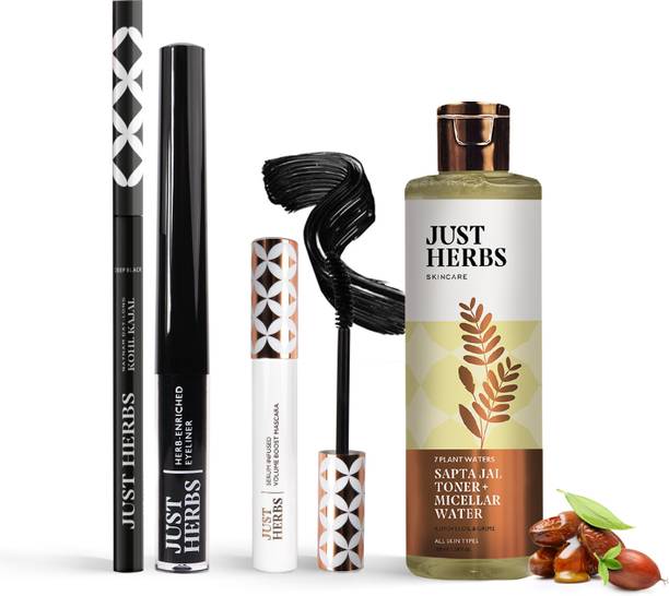 जस्ट हर्ब्स Eye Regime Combo Pack of 4 | Kajal, Eyeliner, Mascara, Makeup Remover