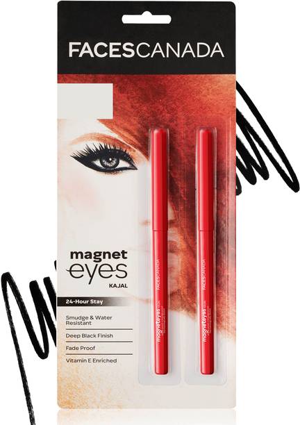 FACES CANADA Magneteyes Kajal Duo Pack | 24HR Long Stay, Smudge & Water Resistant, Fade Proof