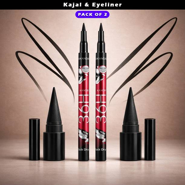 Rehanza Kajal & Eyeliner Pack of 4 | Waterproof & Smudge-Proof | Eyeliner + Kajal