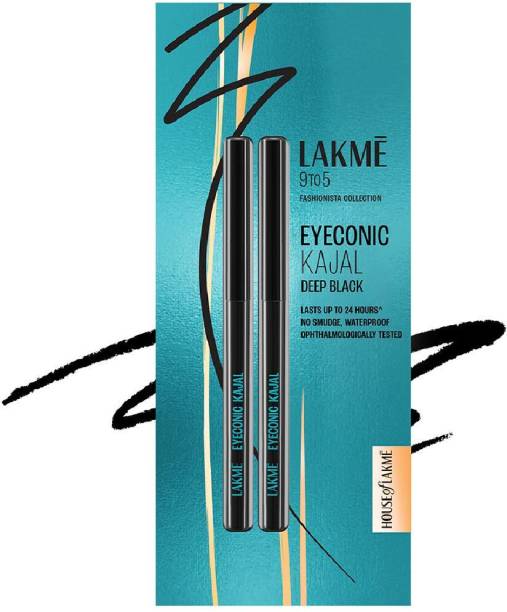 Lakmé 9 to 5 Eyeconic Kajal Twin Pack, lasts upto 24hrs, Pack of 2