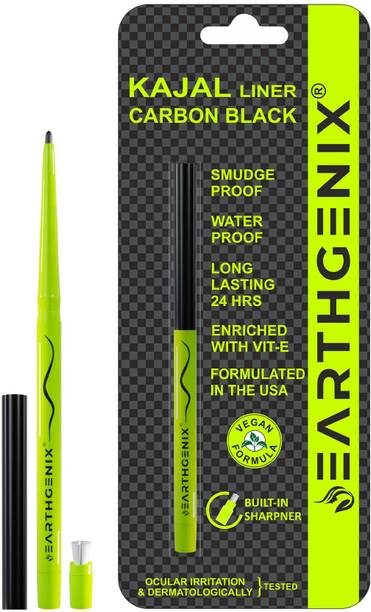 Earthgenix Kajal Liner Carbon Black, Enriched with vitamin – C, Formulated in the USA