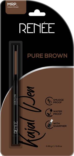 Renee Kajal Pen with Sharpener, Matte Finish, Smudge & Waterproof, Long Lasts Upto 24H