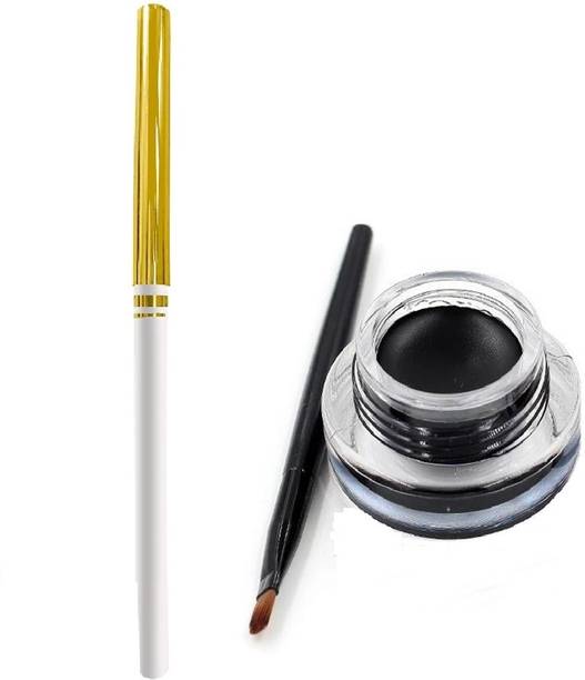 WECHARMERZ Makeup waterproof White eyeliner with Black Gel Kajal Long Lasting