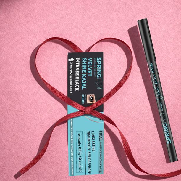 स्प्रिंग एच2ओ Velvet Shine Kajal in Intense Black, Longlasting Waterproof & Sumdgeproof