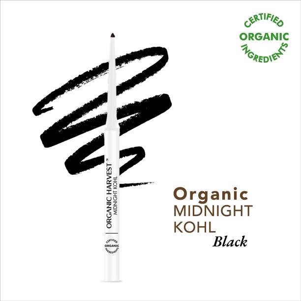 Organic Harvest Midnight Kohl | Intense Black Waterproof Kajal Pencil | Certified Organic