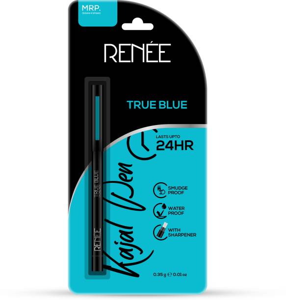 Renee True Blue Kajal Pen with Sharpener, Long-lasting Matte Finish Kohl Pencil 0.35g