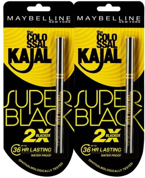 MAYBELLINE NEW YORK Super Black Kajal, 8.8 g (Pack of 2)