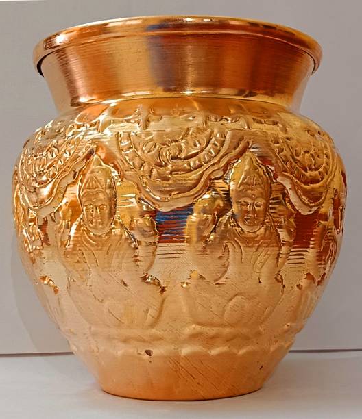 Raghawan Ashta Lakshmi design Puja Kalasam Chambu Lota Sombu of 8 Laxmi Head ( 750ml) Copper Kalash