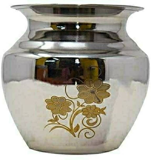 MUKTIDAYA ENTERPRISES Stainless Steel Mug/Lota Glossy Finish and Floral Laser Design.Capacity 1000 ml. Stainless Steel Kalash