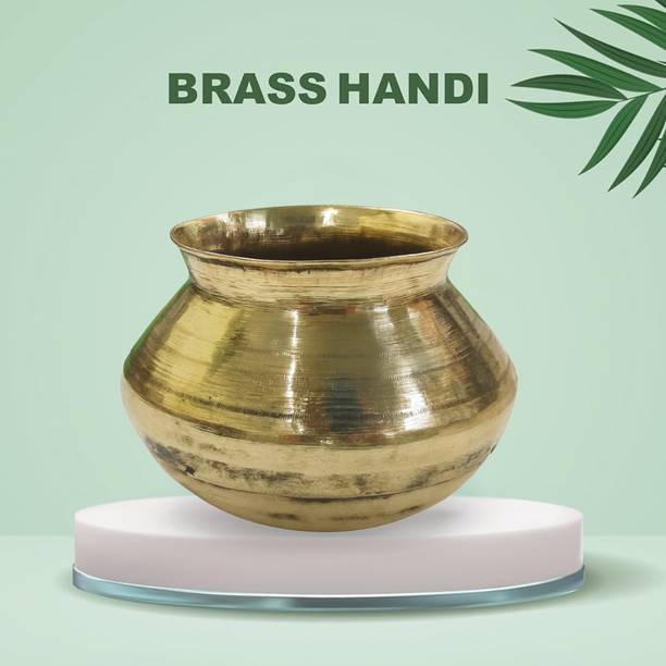 SHINI LIFESTYLE Classic Traditional Brass Mini Kalash Handi | Water Pot Dechki Handi (1.2 Liter) Brass Kalash