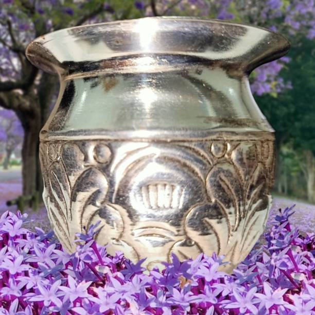 Denique Pooja Kalash Handicraft Small Lota Silver Lota for Puja Pongal/Sankranti Puja Silver Plated Kalash