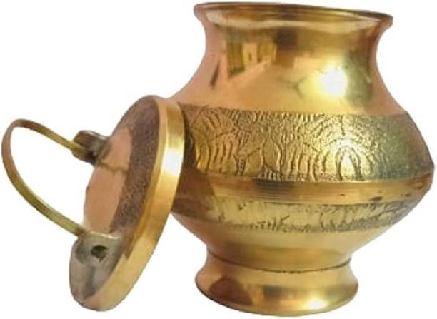 GOOD LUCK HANDICRAFTS Ganga jal kalash in 3inch Or liquid container Brass Kalash Brass Kalash