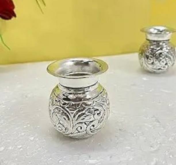 SHREE KAILA MAI TRADERS Germen Silver Plated Pooja Kalash for Temple, Pooja Decorative Kalash for Pooja Brass Kalash