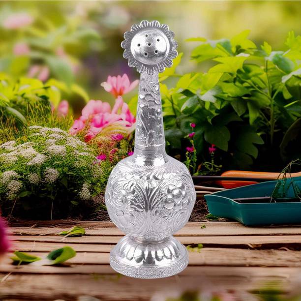 Denique Attardani for Pooja Room,Gulab or Rose Fragrance Dani for Home Temple,German Silver Plated Kalash