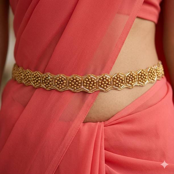 purala Women Evening, Party, Casual Gold Fabric Belt