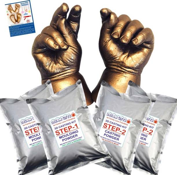 Dream Gifts Baby 2 Hands 3D Casting Kit (Moulding Powder 350 GMS, Casting Powder 500 GMS, Yellow)