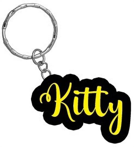 SY Gifts Kitty Name Black Yellow Name Keychain Key Chain