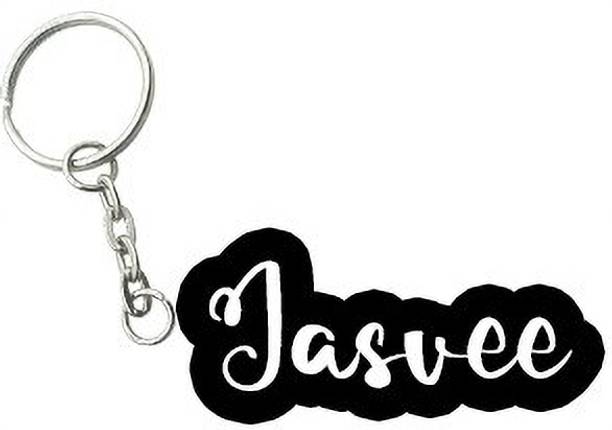 SY Gifts Jasvee Black White Name Keychain Key Chain