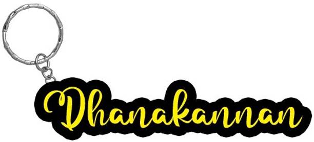 SY Gifts Dhanakannan Name Black Yellow Name Keychain Key Chain