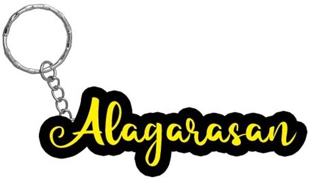SY Gifts Alagarasan Name Black Yellow Name Keychain Key Chain