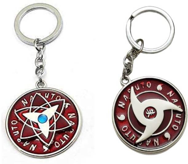 mik Naruto Anime Red Uchiha Sharingan Design Revolving Logo Key Chain