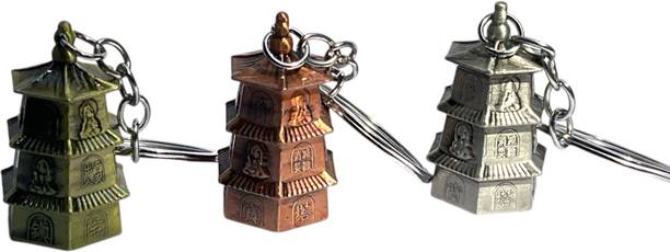 sky enterprises Buddhism Prayer Wheel Shaped Metal Bell Keyring Key Chain
