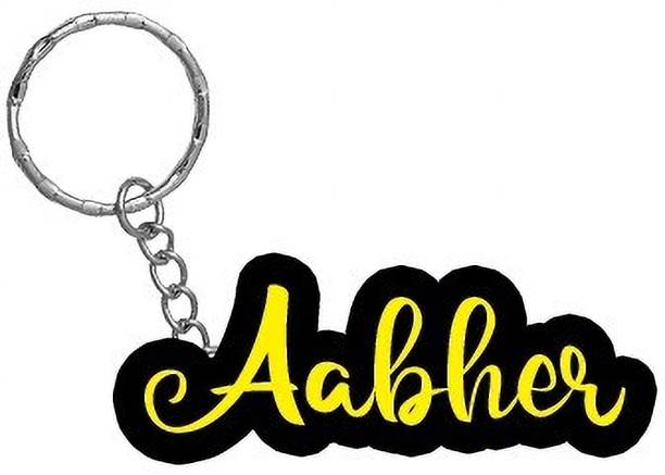 SY Gifts Aabher Name Black Yellow Name Keychain Key Chain