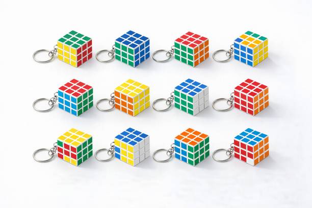 SGE89 Mini Cube Keychain Pack of 6 Puzzle Return Gift for Kids School Bag Charm Key Chain