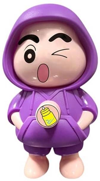 Krishna Trading Shinchan Mood Expression Toy – Cute Purple Hoodie Figure with Switchable Faces Key Chain