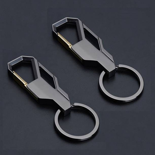 COSMIQE Car Key Ring Business for Men, Black (Pack of 2) Key Chain